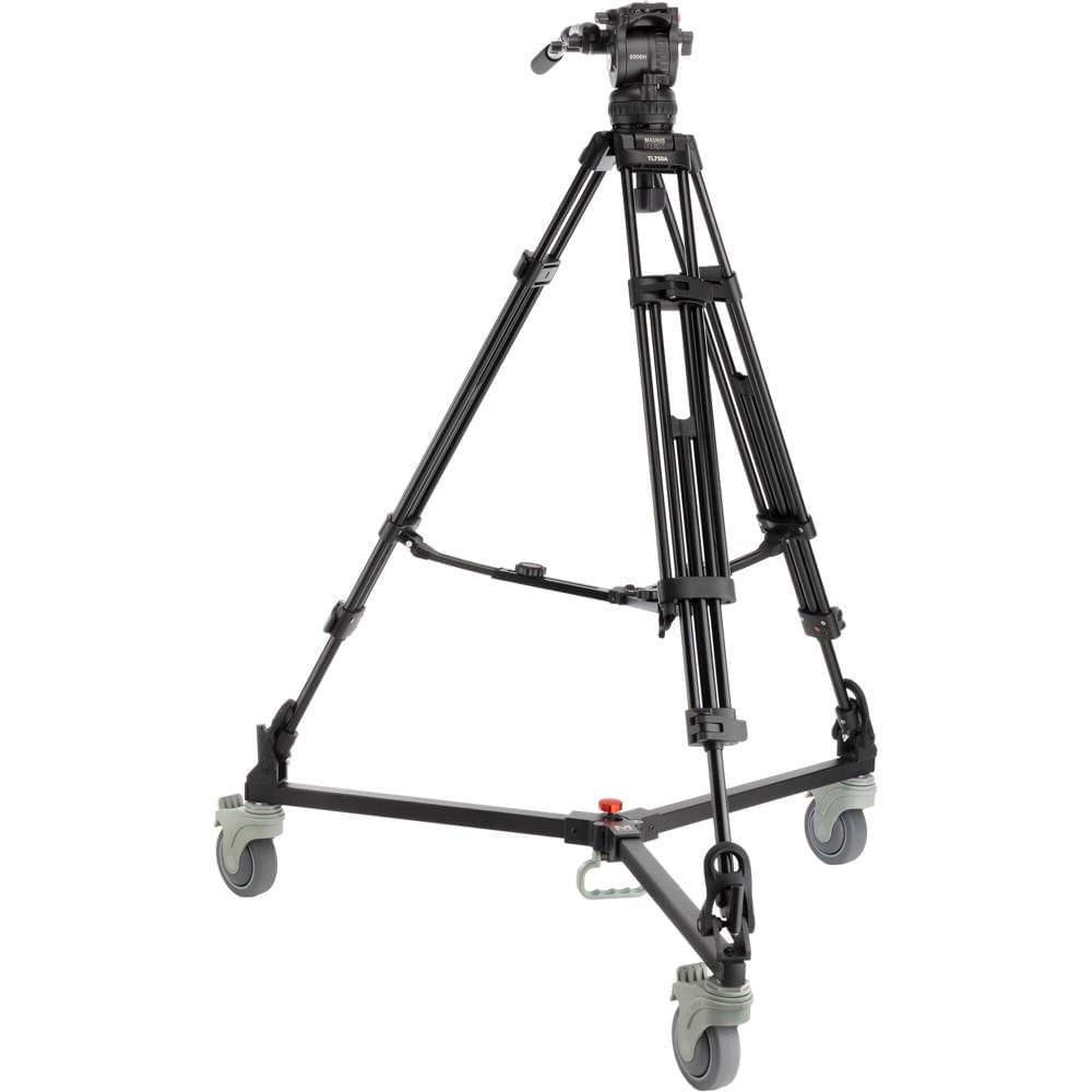 Trípode de Video Magnus REX VT-6000 de 2 Etapas con Cabeza Fluida y Dolly - Soporta hasta 17 lb, Rue