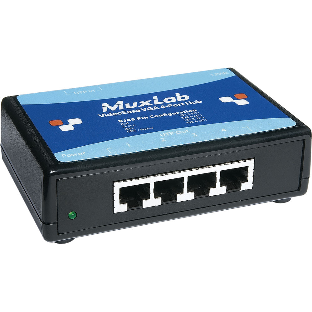 MuxLab 500151 Hub de Distribución VGA 1x4 (220-240V) - Soporta hasta 600' a 1920x1200, Aislamiento d