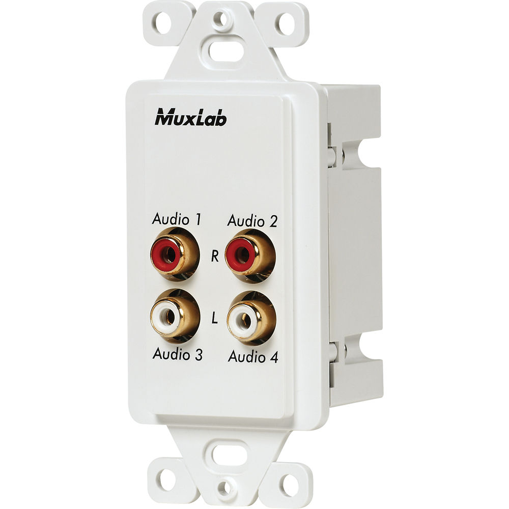 MuxLab Balun de Pared Cuádruple para Audio (US) - Transmisión de Señales de Audio Analógicas, Reempl