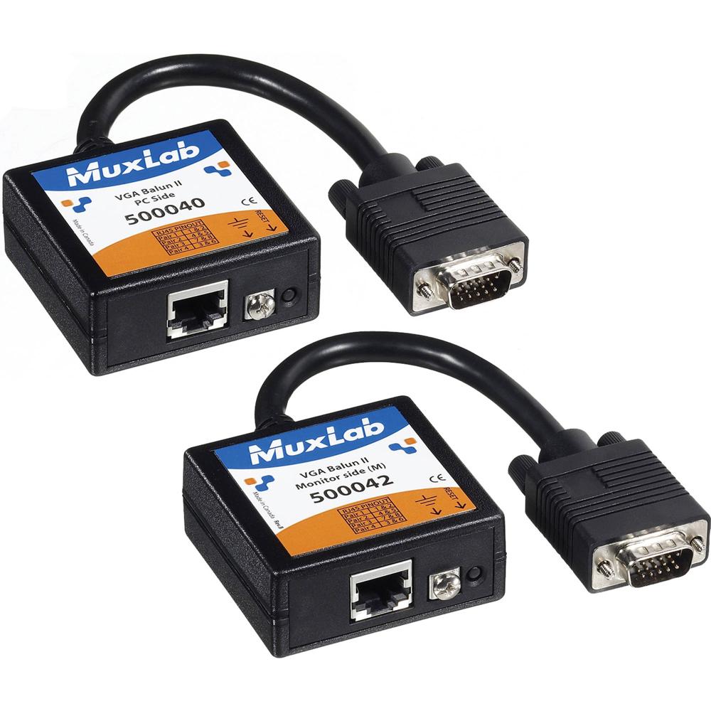 MuxLab 500040-42-PK Kit Balun II VGA - Incluye Baluns VGA para PC y Monitor, Rango de Transmisión de