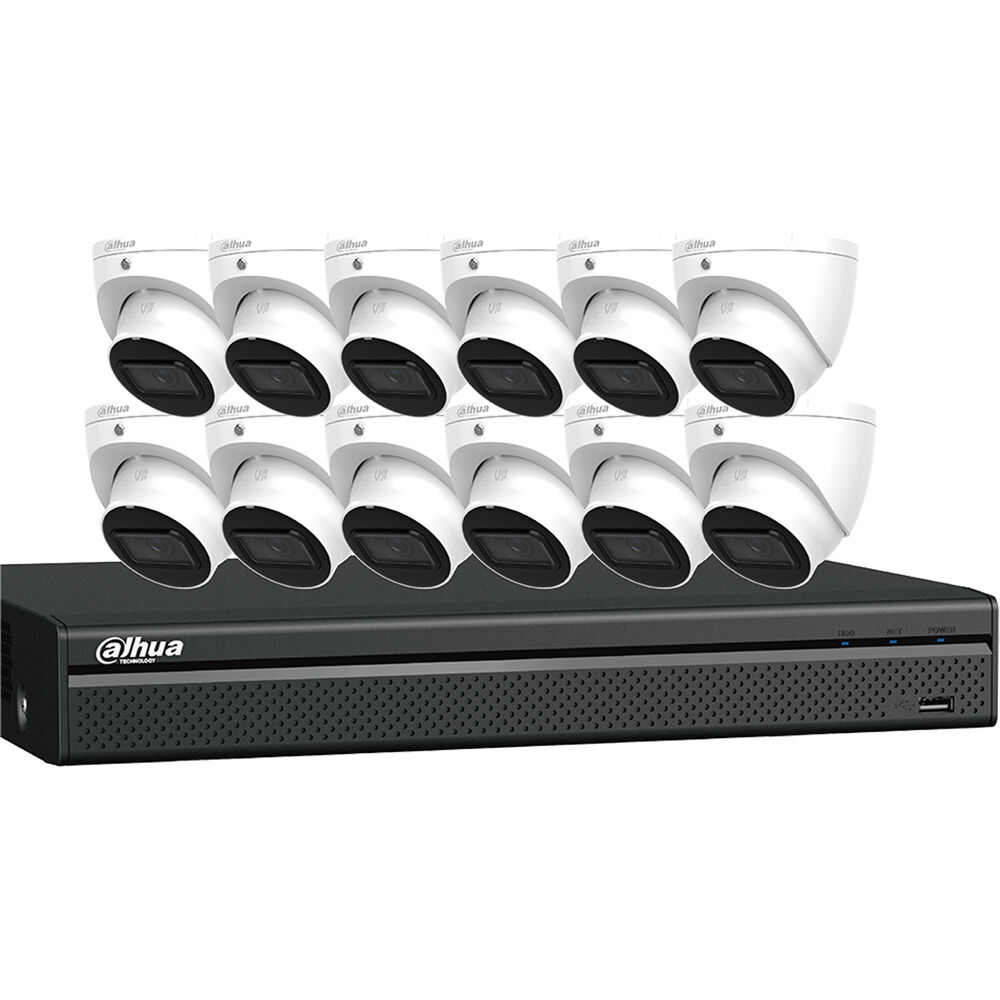 Dahua Technology N464L124A NVR 16 Canales 4K UHD con 4TB HDD y 12 Cámaras Turret 4MP con Visión Noct