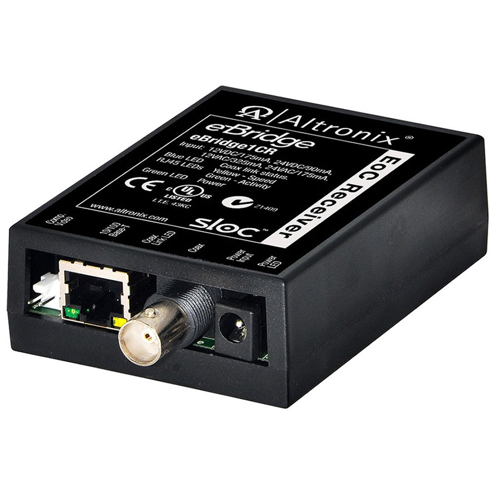 Receptor ALTRONIX eBridge1CR IP sobre Coax: Transmisión de Video IP, Soporta Cámaras hasta 1080p, Co