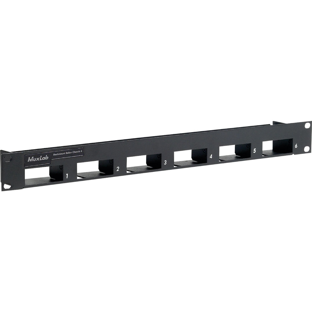 MuxLab 500902 Chasis Rackmount para Balun de 6, 1U de Altura, Soporta hasta 6 Baluns Cuadrados, Meca