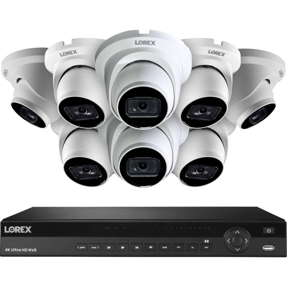 Lorex Pro Series N884A64B NVR 16 Canales 4K UHD con 4TB HDD y 8 Cámaras Dome LNE9252B (Blanco) - Gra