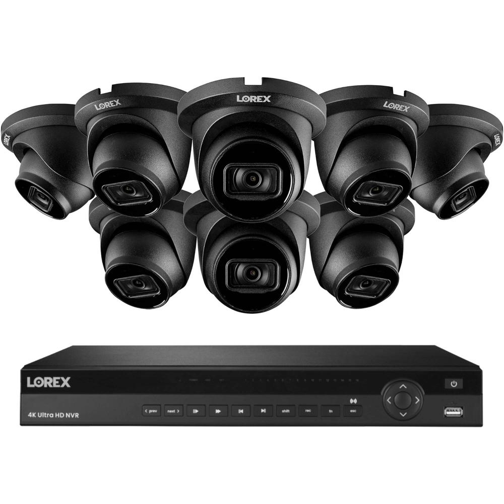 Lorex Pro Series N884A64B NVR 16 Canales 4K UHD con 4TB HDD y 8 Cámaras Dome LNE9242B (Negro) - Grab