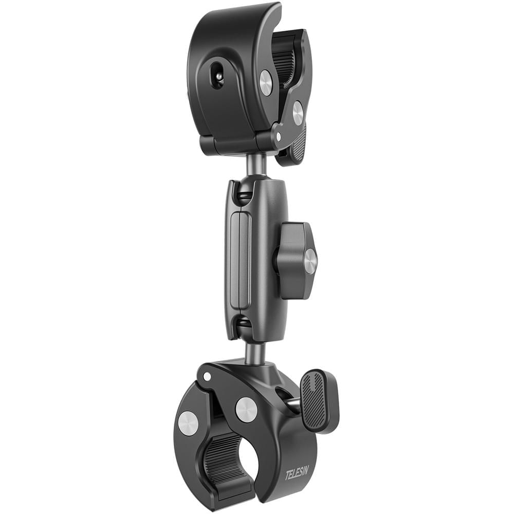 TELESIN Soporte de Doble Cabeza Estilo Cangrejo para Bicicletas/Motos/Tuberías - Brazo Mágico de Dob