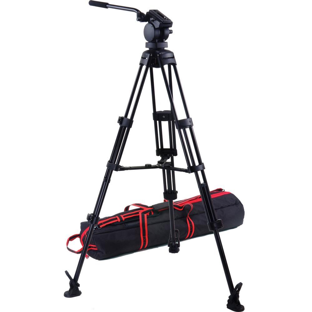 Trípode Profesional Acebil P-25MX: Soporta Cargas de Hasta 15.4 lb, Cabeza Fluida H25, Trípode de Al