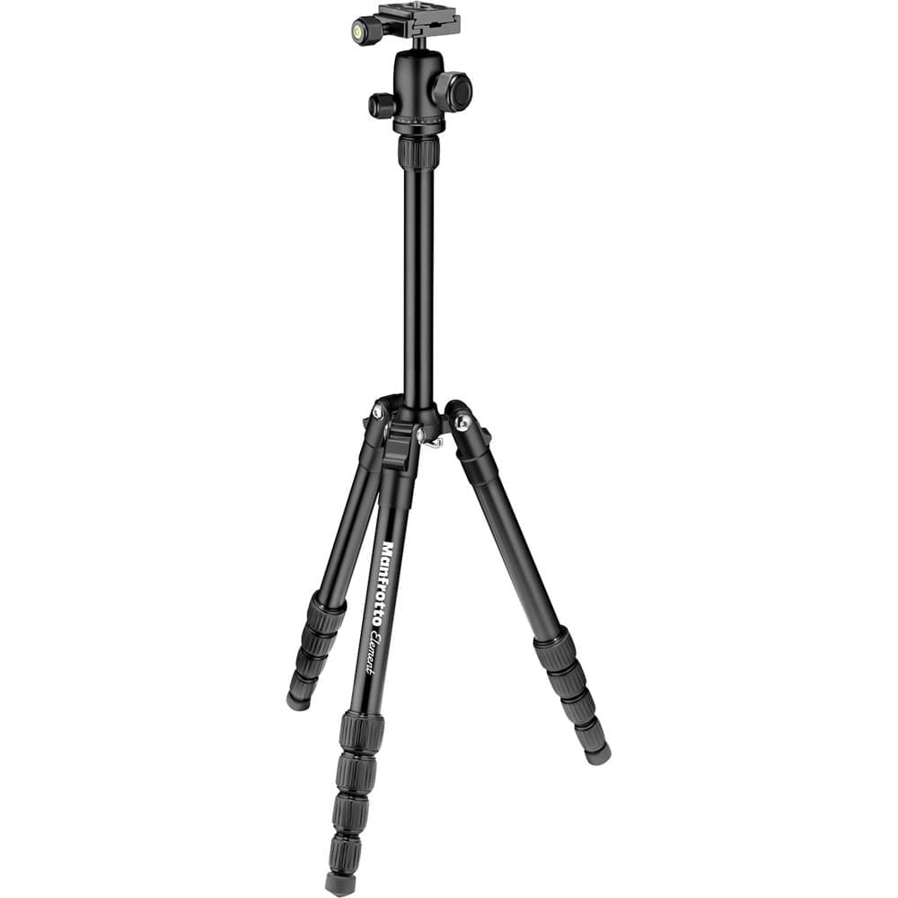 Trípode Manfrotto Element Small de Aluminio para Viaje (Negro) - Capacidad de Carga 8.8 lb, Altura d