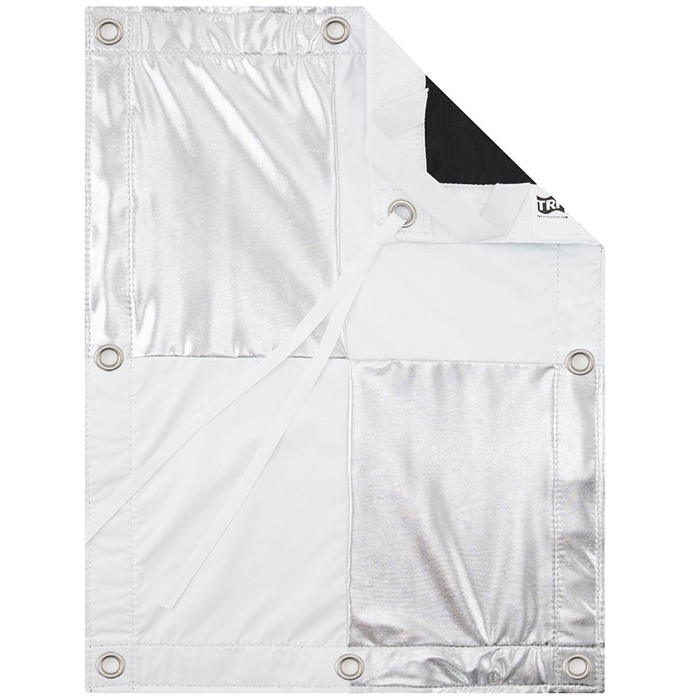 TRP WORLDWIDE Checkerboard Lamé (Plata/Blanco, 8 x 8') - Tejido de Cuadros Mixto, Efecto Reflectante