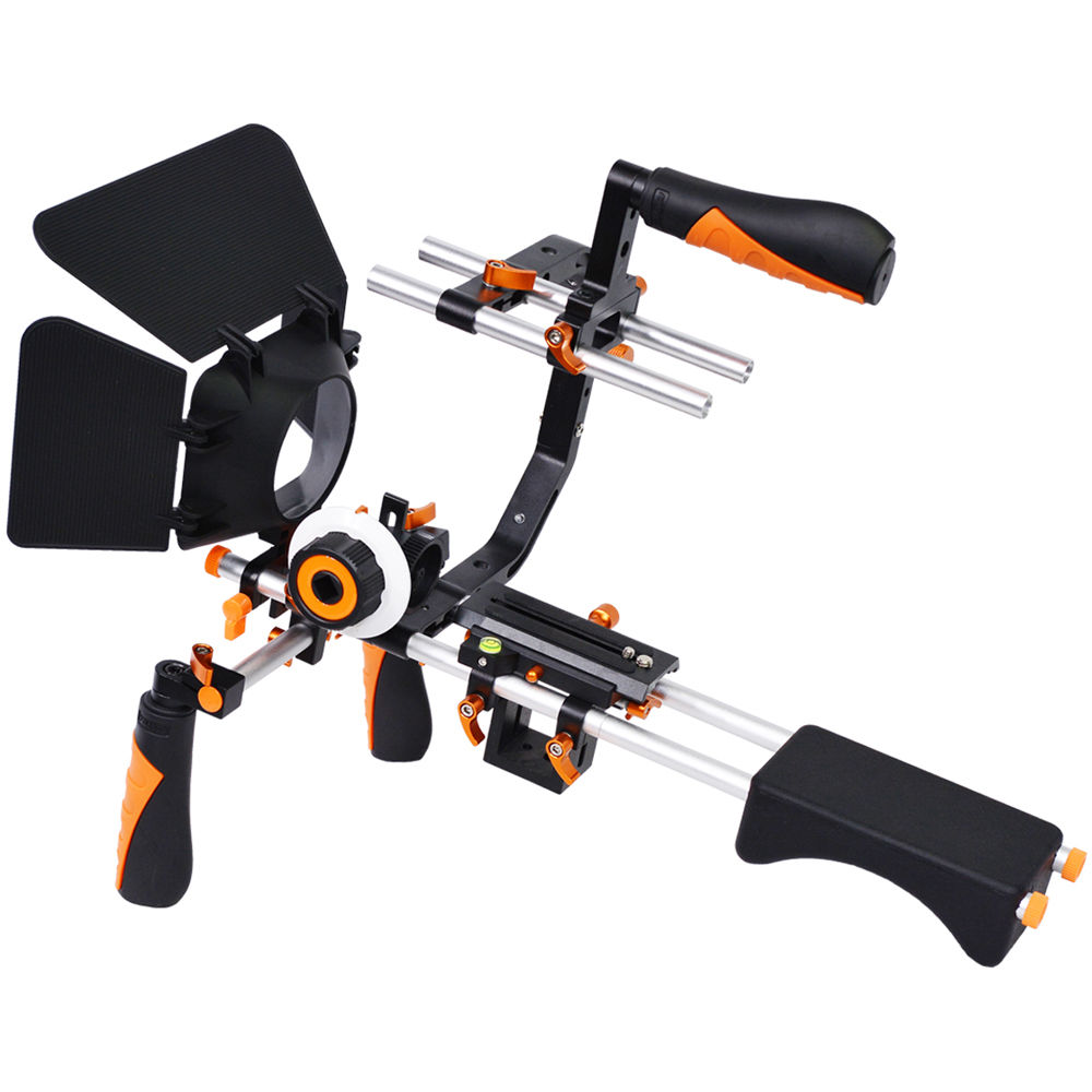 YELANGU Soporte de Hombro para Cámaras DSLR, Sin Espejo y DV (Con Accesorios Naranja) - Incluye Matt