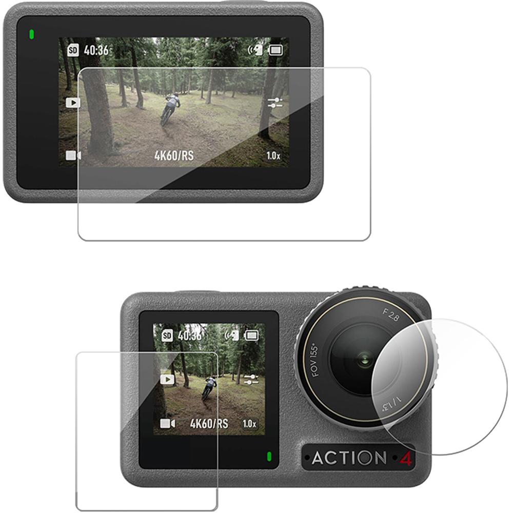 Juego de Películas Protectores TELESIN HD para DJI Osmo Action 3 y 4 - Protección de Lentes, Pantall