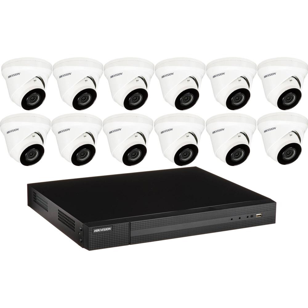 Hikvision EKI-K164T412 Kit NVR 16 Canales 8MP con 4TB HDD y 12 Cámaras Turret 4MP con Visión Nocturn
