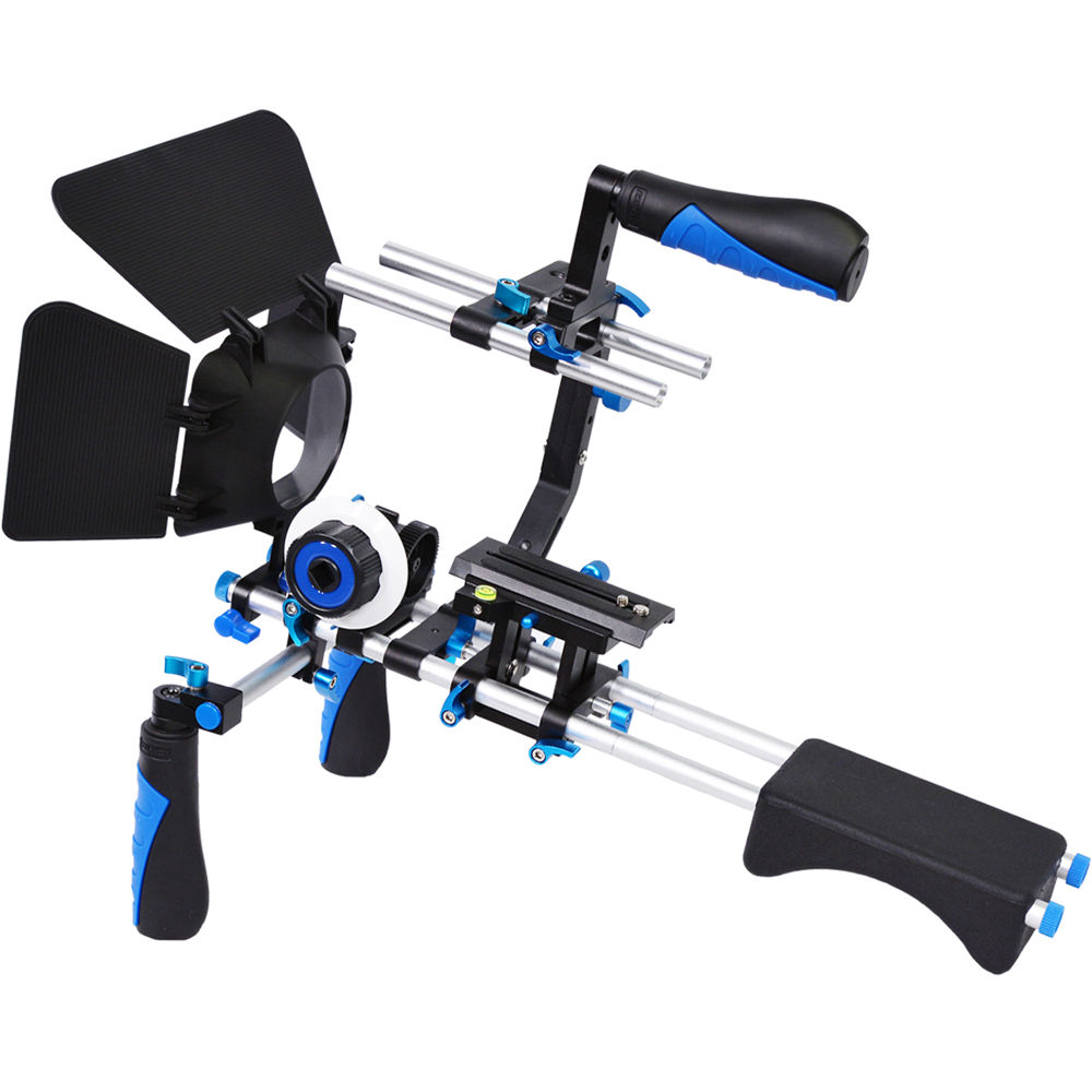 YELANGU Soporte de Hombro para Cámaras DSLR, Sin Espejo y DV (Con Accesorios) - Incluye Matte Box, M