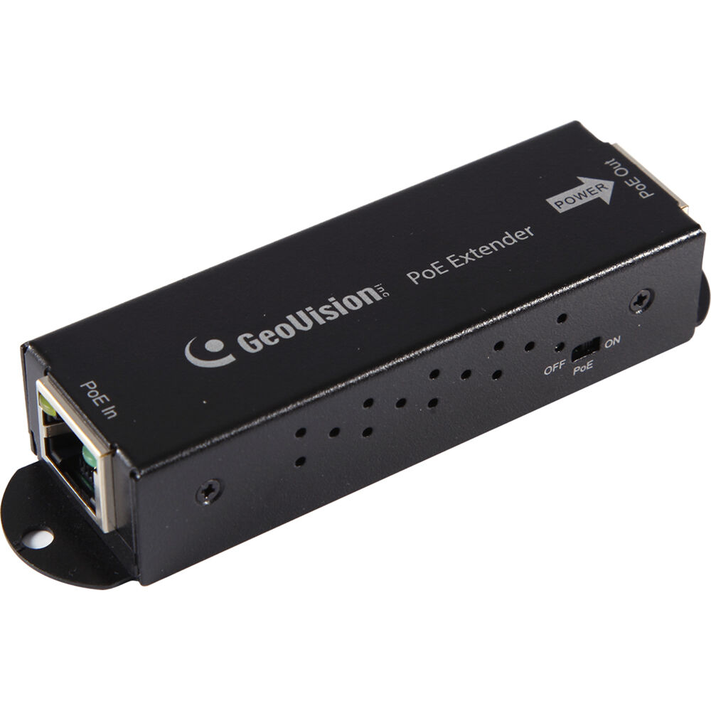 GEOVISION GV-POEX0100 Extensor PoE de 1 Puerto - 100 Mb/s, Cumple con 802.3af/at, Alcance de 328', 1