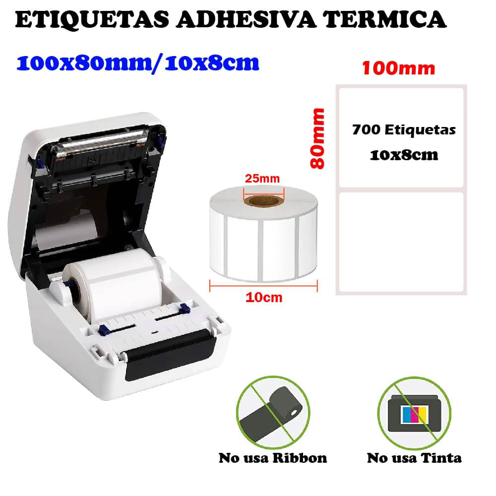 Etiquetas Adhesiva Termica  10x8cm Pack 3 Rollos