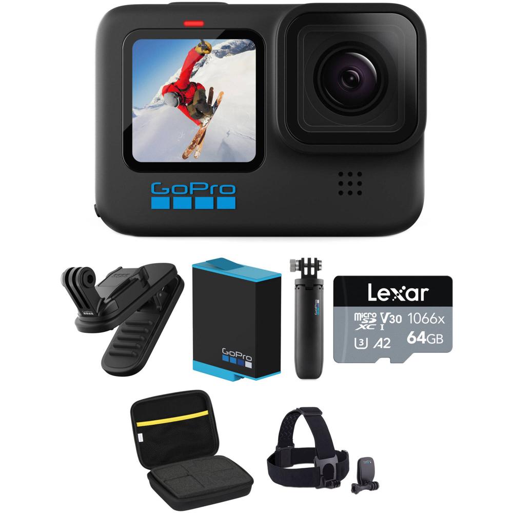GoPro HERO10 Black con Paquete de Accesorios: Cámara de Acción, Clip Magnético, Batería, Soporte GoP