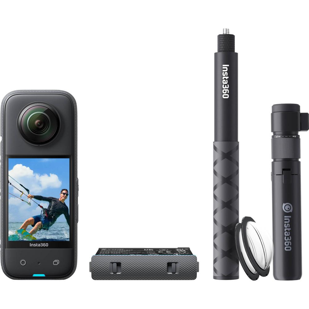Insta360 X3 Kit de Creación de Cámara 360°: Cámara Dual Modo, Batería Recargable 1800mAh, Selfie Sti