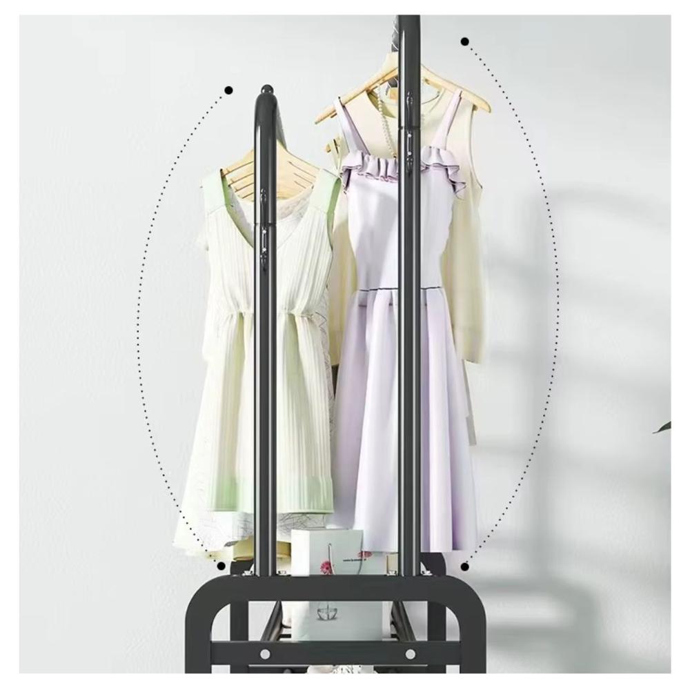 Colgador Perchero Organizador de Ropa con Doble Barra 175x120x46cm Negro