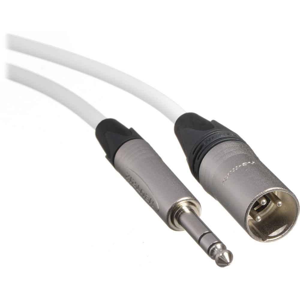 Cable Canare Star Quad 3-Pin XLR Macho a 1/4 TRS Macho (Blanco, 10') - Reduce Ruido y EMI, Conectore