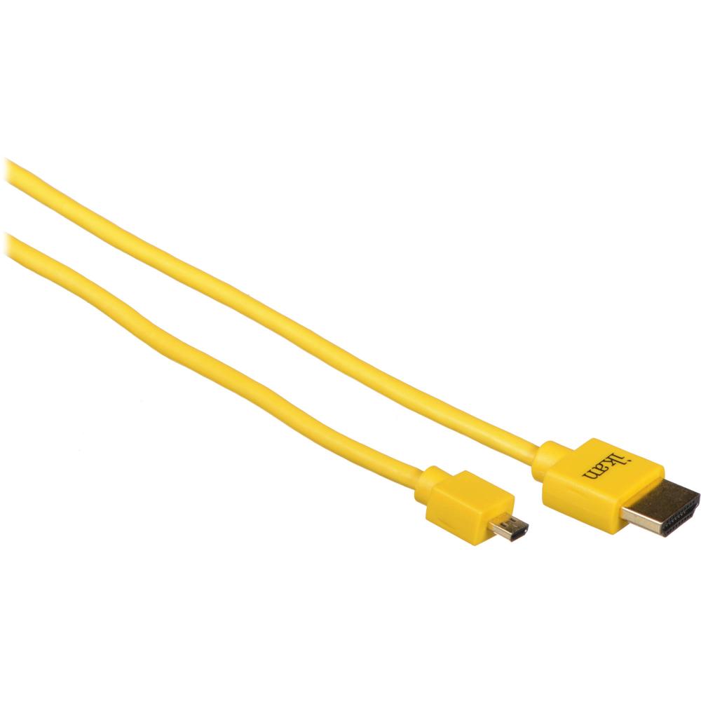 Cable Micro-HDMI a HDMI Ikan Slim de Alta Velocidad (Amarillo, 1.5') - Diseñado para Producción, Cha