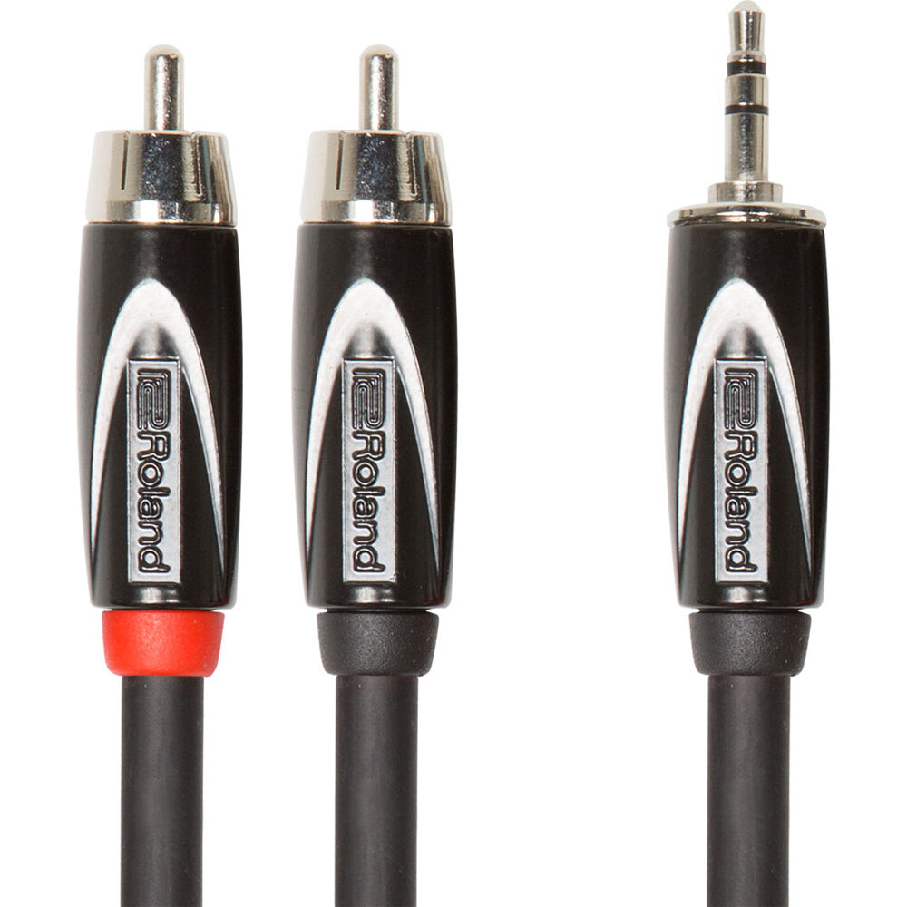 Cable Interconexión Roland de 3.5mm TRS a Doble RCA (1.5m) - Conectores Macho 3.5mm TRS / RCA Macho