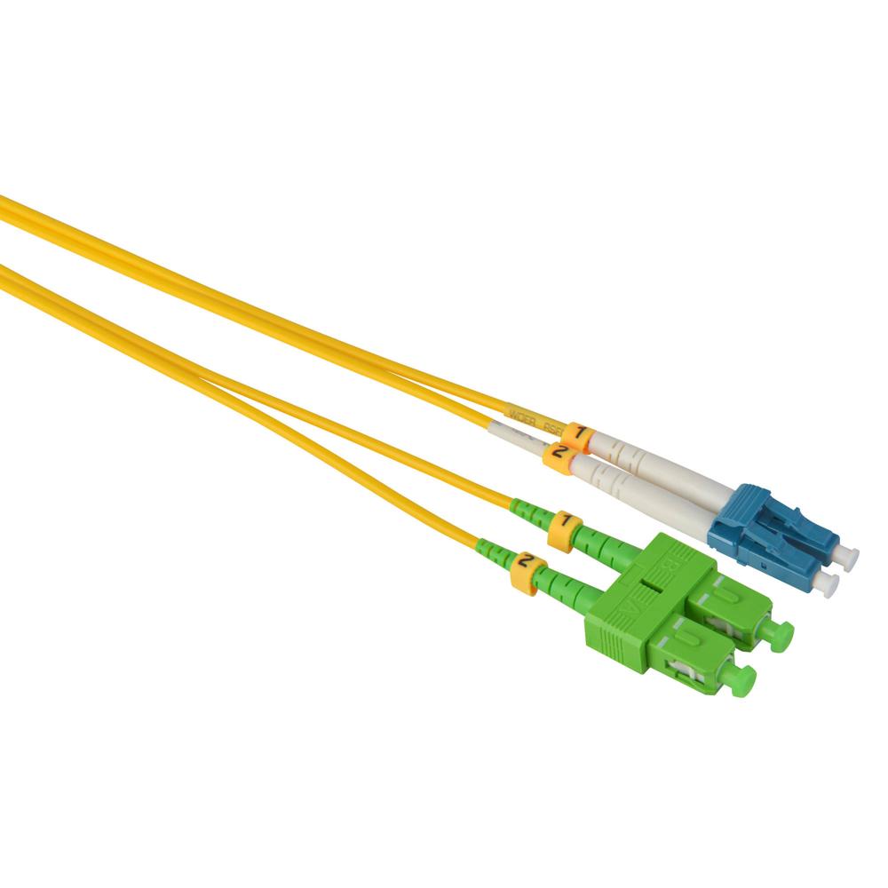Cable de Parche de Fibra Óptica Dúplex Monomodo Premium Camplex APC SC a UPC LC (3.3', Amarillo) - C