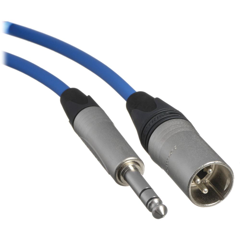 Cable Canare Star Quad 3-Pin XLR Macho a 1/4 TRS Macho (Azul, 3') - Reduce Ruido y EMI, Conectores N
