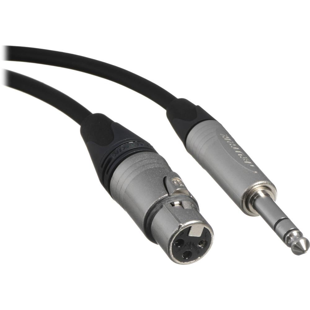 Cable Canare Star Quad 3-Pin XLR Femenino a 1/4"" TRS Masculino (Negro, 50') - Reduce Ruido y EMI, Co