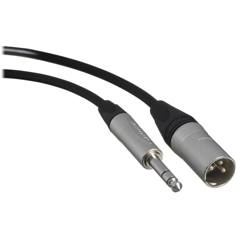 Cable Canare Star Quad 3-Pin XLR Macho a 1/4 TRS Macho (Negro, 10') - Reduce Ruido y EMI, Conectores