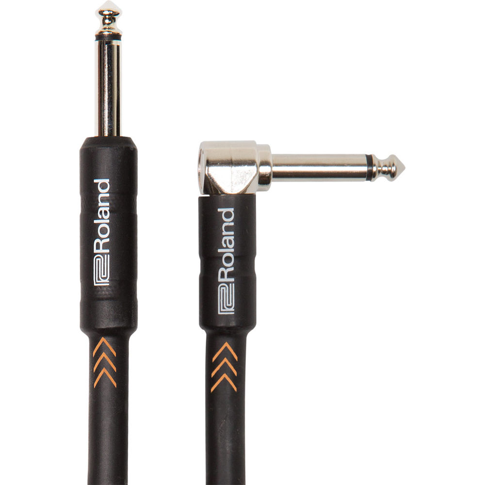 Cable de Instrumento Roland Black Series 1/4"" a 1/4"" con Conector en Ángulo Recto (10')