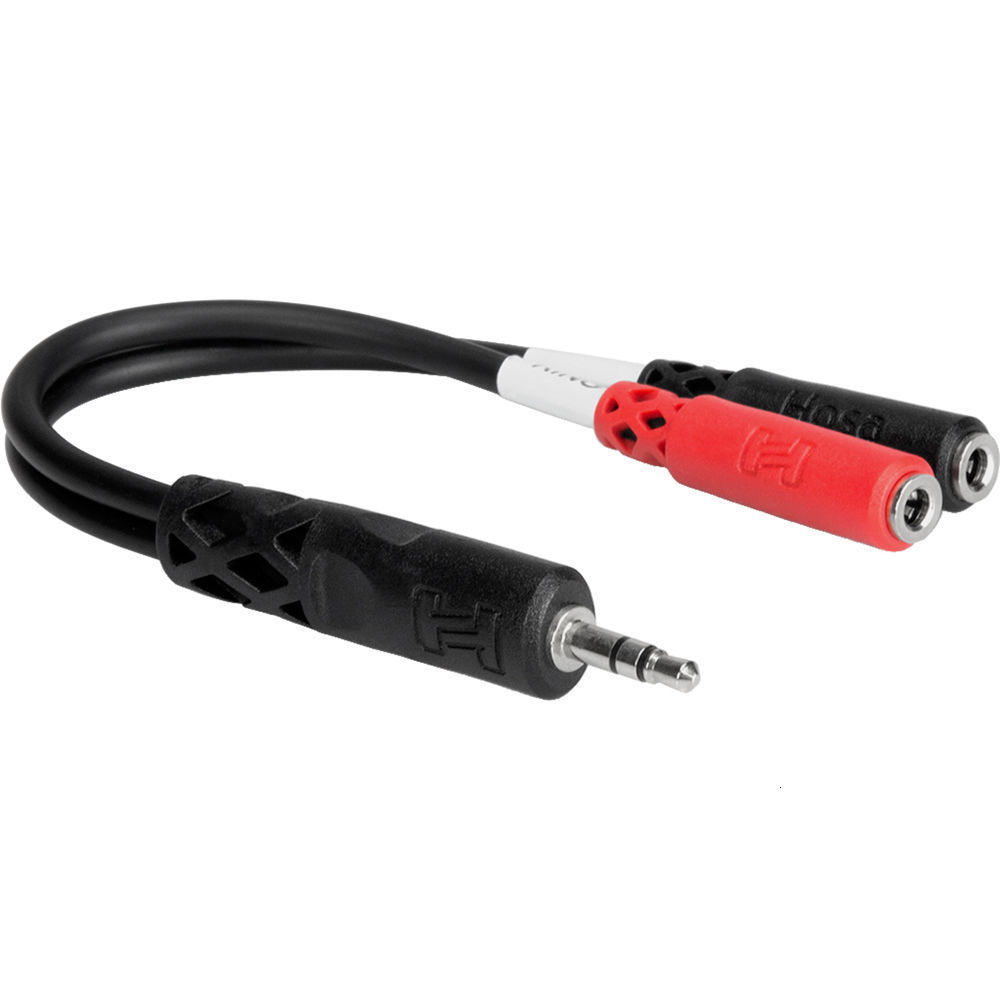 Cable Y-Splitter Hosa Technology de 6"" - 3.5mm Masculino TRS a 2 x 3.5mm Femenino TS