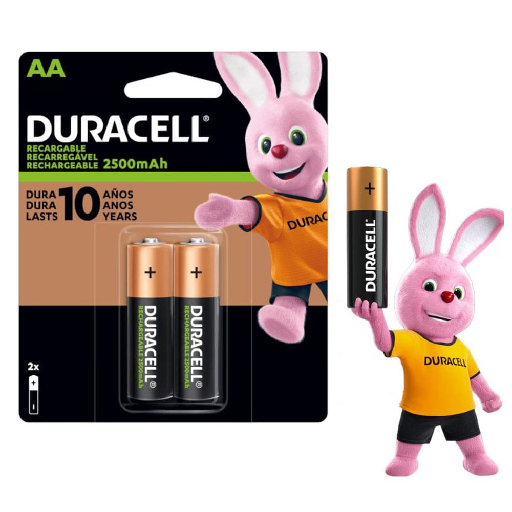 Pilas AA Recargables DURACELL 2500mAh Blister x 2 Unidades Baterias