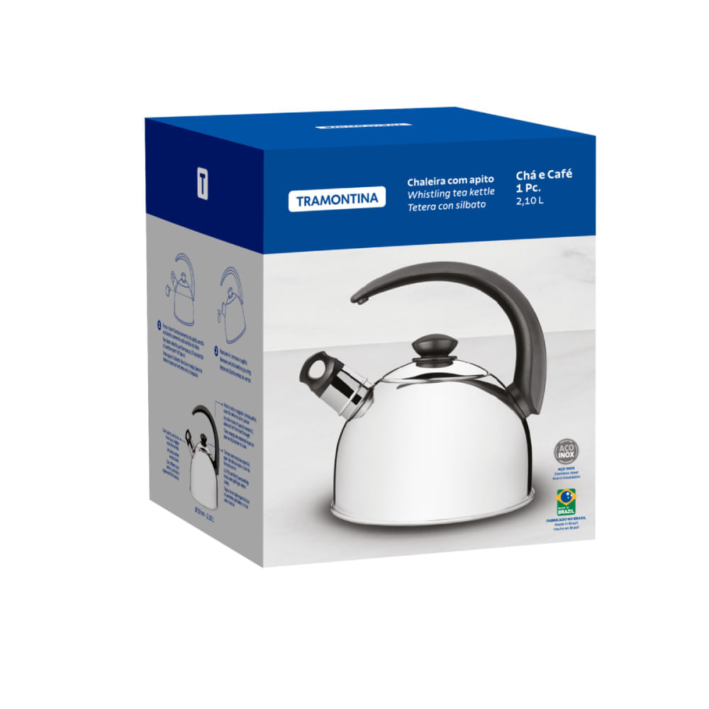 Tetera con silbato de acero inoxidable 2,1L Tramontina 61483013