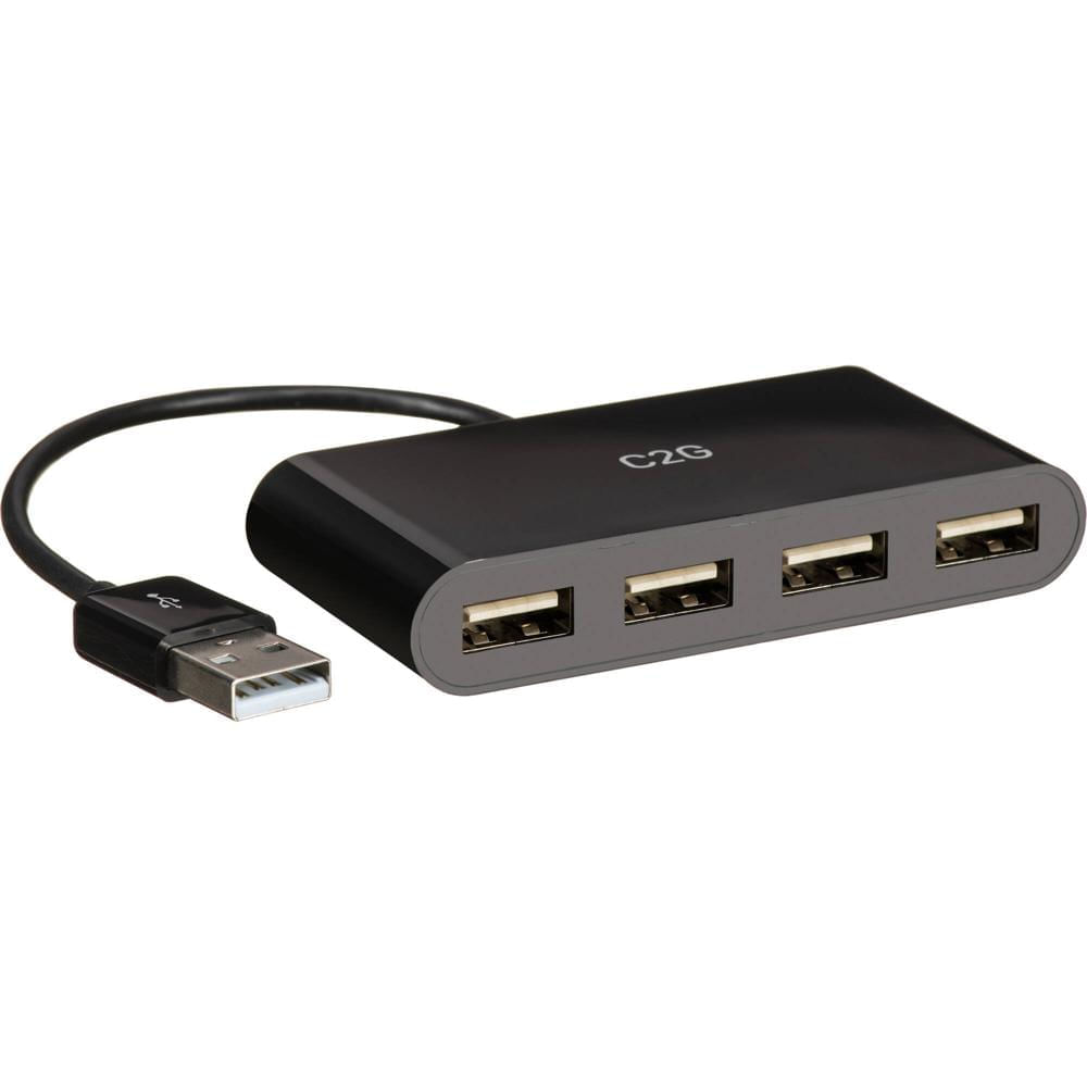 C2G Hub USB 2.0 Tipo A de 4 Puertos - Transferencia de Datos hasta 480 Mb/s, Diseño Slim y Portátil,