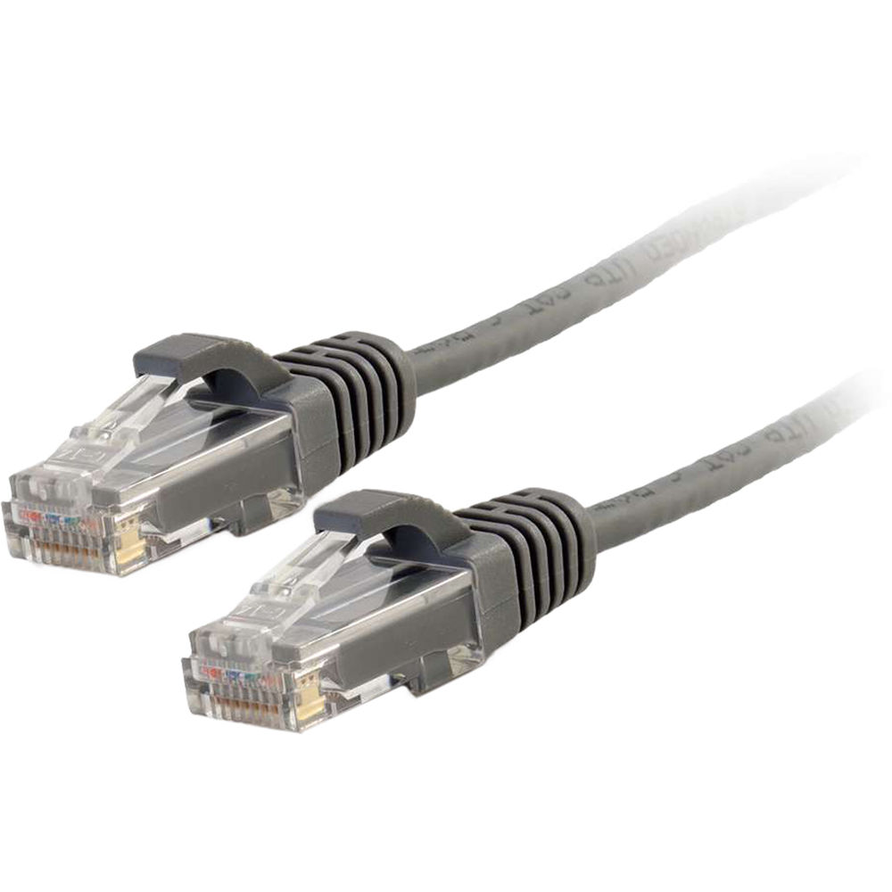 C2G Cable de Parche Cat 6 RJ45 Macho a RJ45 Macho Slim de 5' (Gris) - Alta Densidad, 28 AWG, Conecto