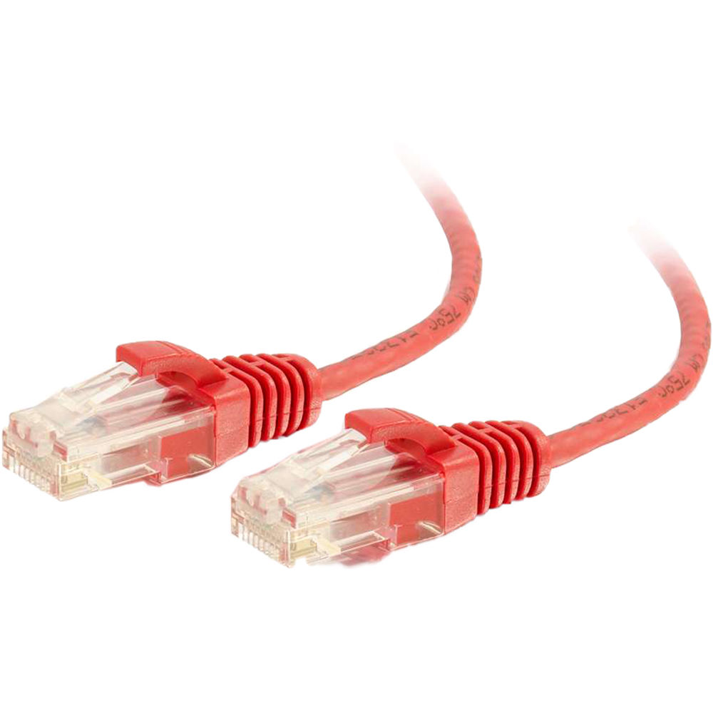 C2G Cable de Parche RJ45 Macho a RJ45 Macho Slim Cat 6 (7', Rojo) - Longitud de 7', Tamaño Slim para