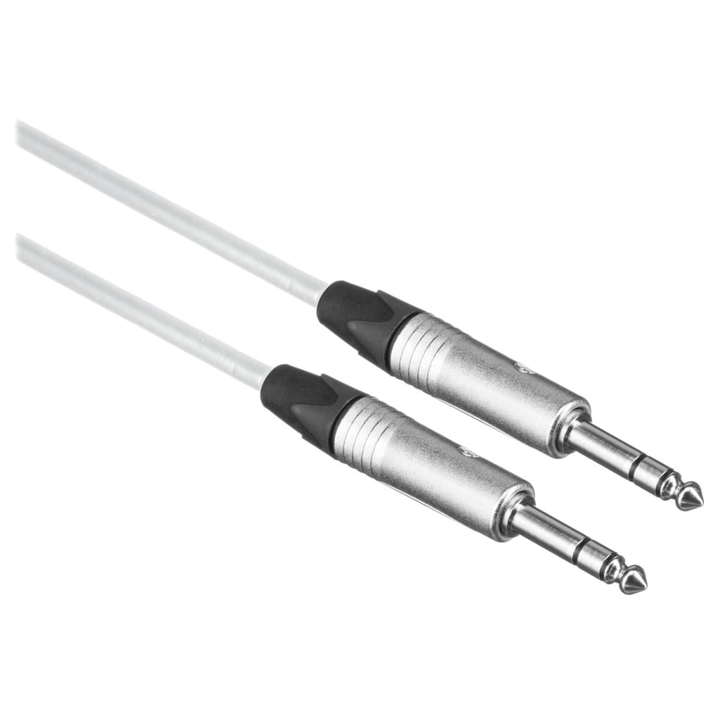 Cable Canare Star Quad 1/4"" TRS Macho a 1/4"" TRS Macho (Blanco, 1') - Reducción de Ruido, Cable Flex