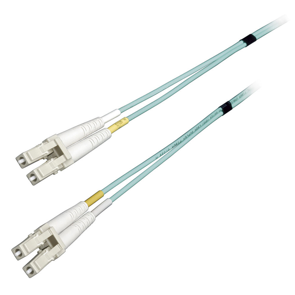 Cable de Parche de Fibra Óptica Camplex Premium OM3 Multimodo Simplex LC a LC (10 m, Aqua) - Soporte
