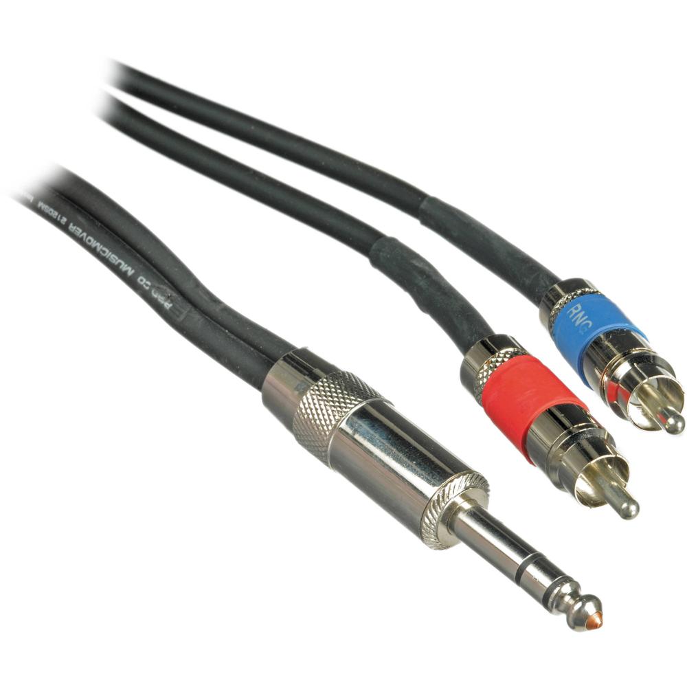 Cable Y de Inserción Pro Co Sound 1/4"" TRS Estéreo a 2x RCA - 3'