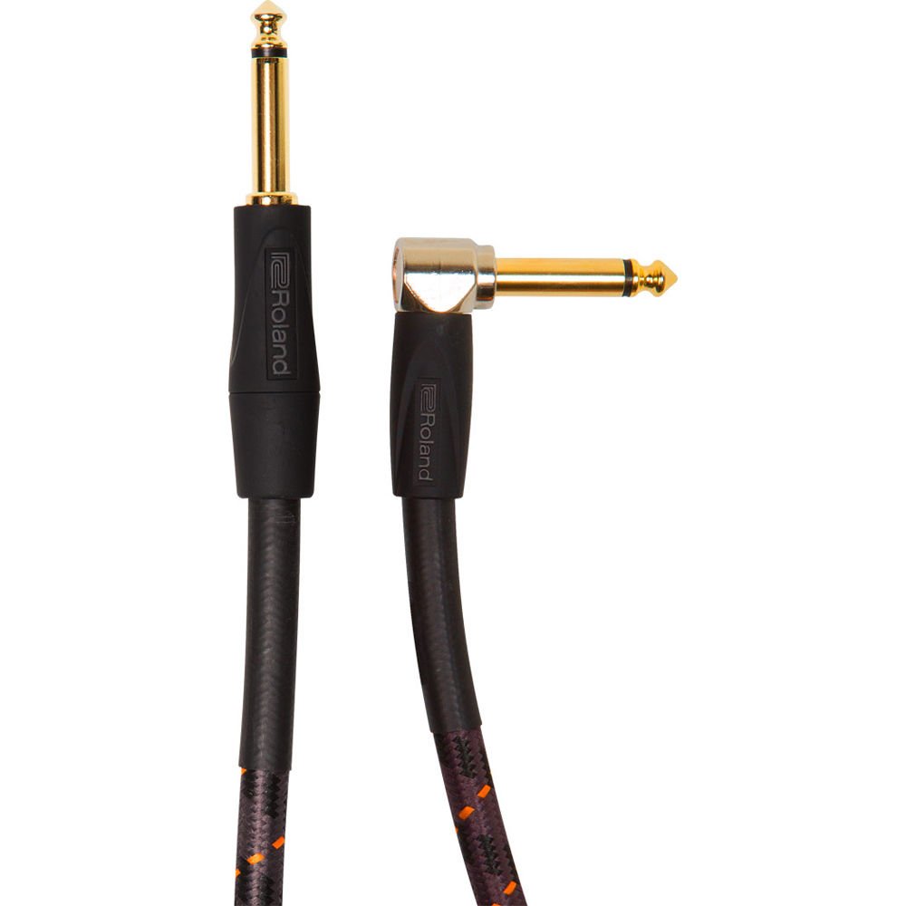 Cable de Instrumento Roland Gold Series 1/4"" a 1/4"" con Conector en Ángulo Recto (5')