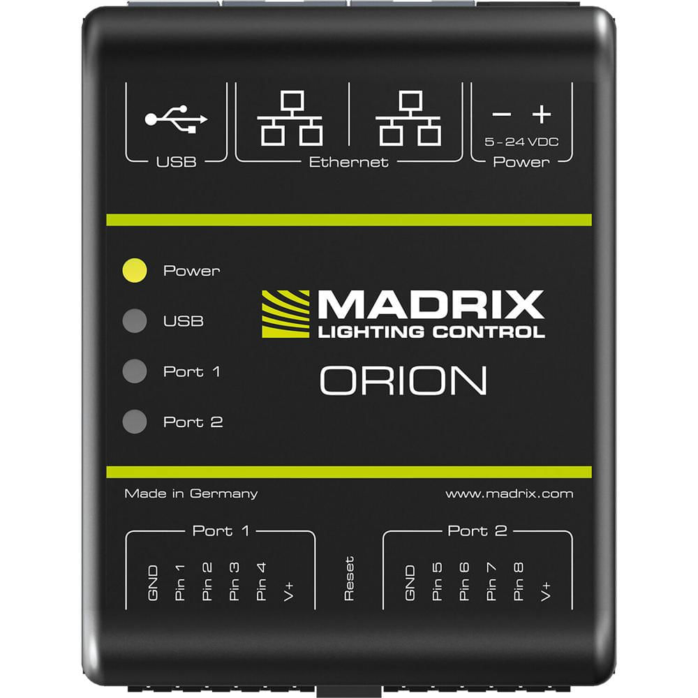 MADRIX ORION Convertidor A/D: Señal Analógica a DMX, Soporte Art-Net, sACN & USB, 8 Entradas, 2 Puer