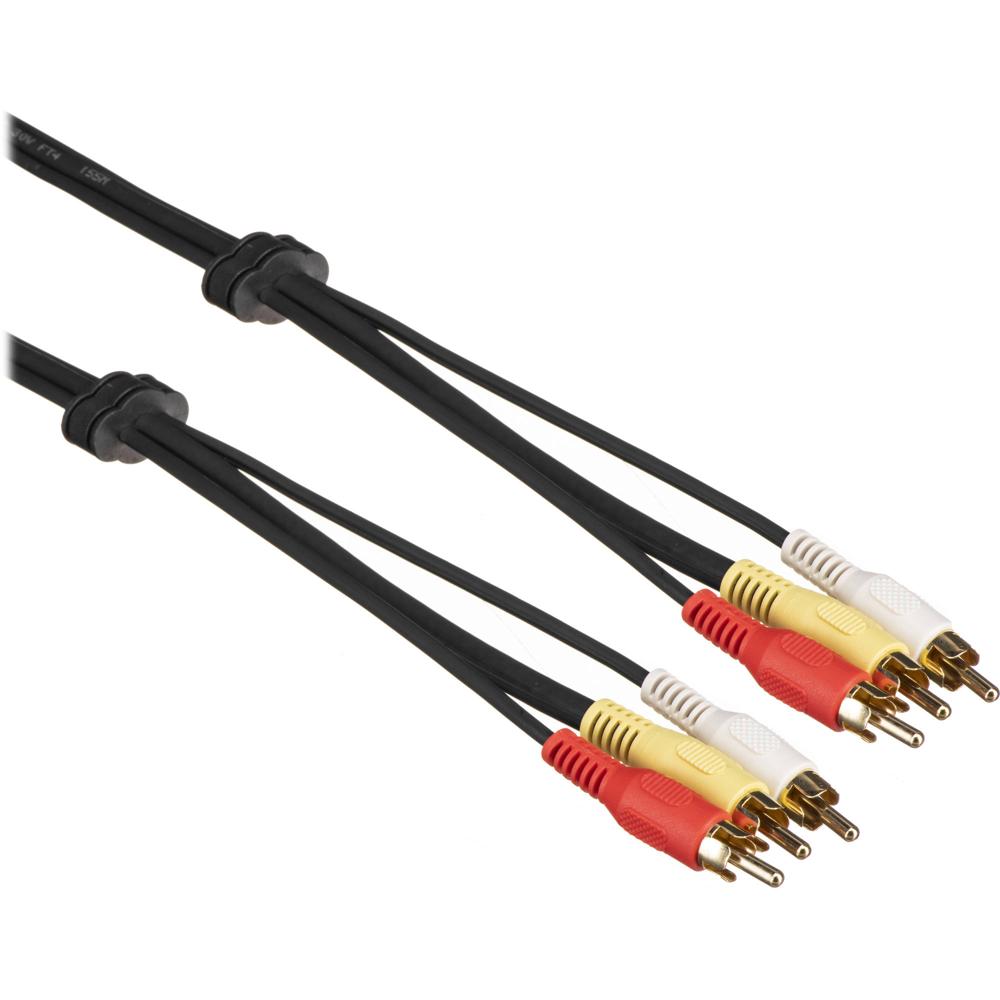 Kramer Cable de Audio/Video Compuesto 3RCA (15') - Conectores Baquelita Dorada, Terminales Codificad