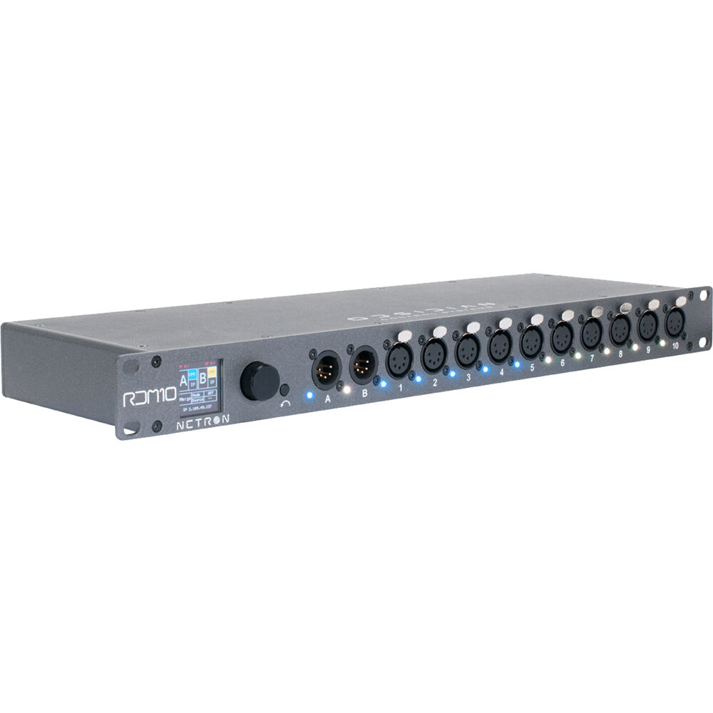 Obsidian NETRON RDM 10: Splitter DMX Híbrido con 10 Salidas Asignables y Nodo Artnet/sACN Integrado