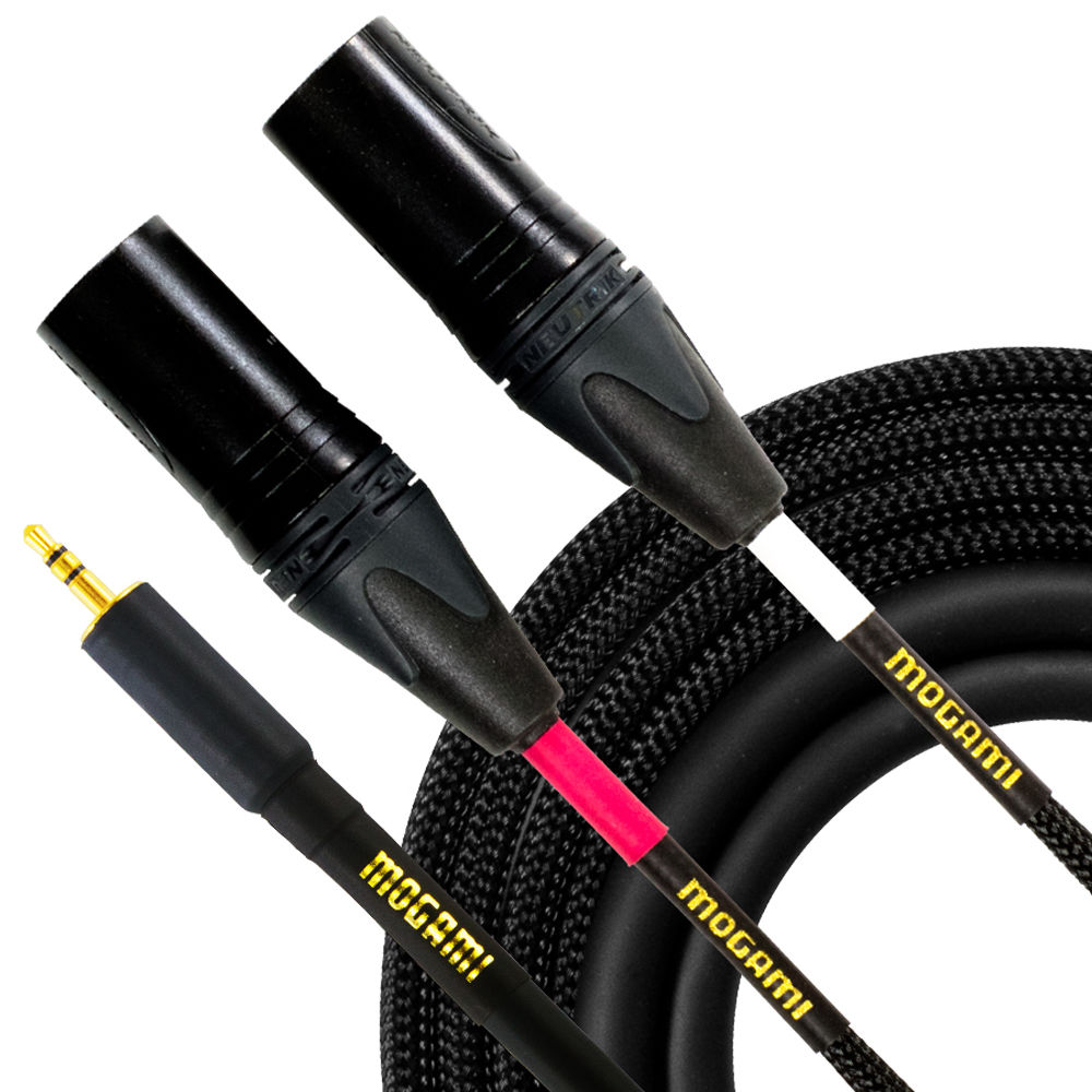 Mogami Gold Cable Y de 3.5mm TRS Macho a Doble XLR Macho (10') - Conectores Chapados en Oro, Aislami