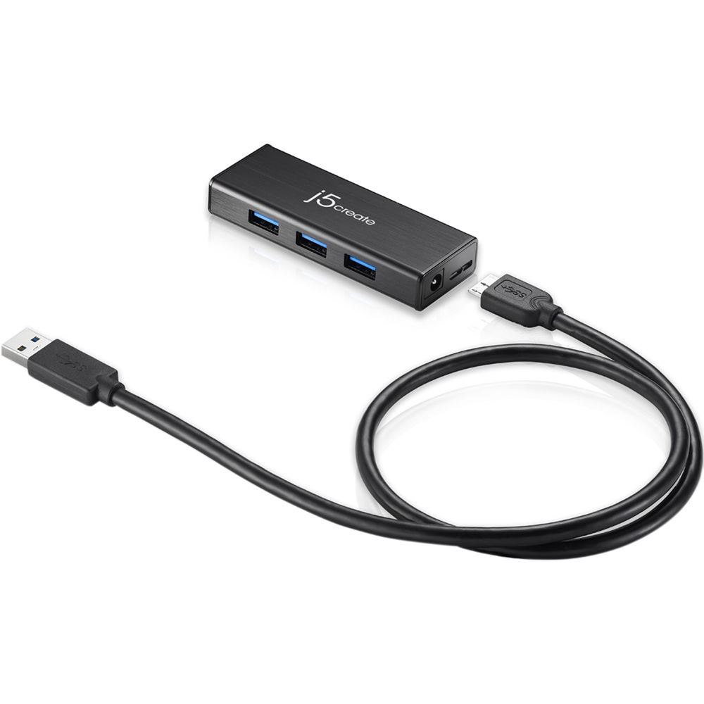 j5create JUH340 Hub Mini USB 3.1 Gen 1 de 4 Puertos - Diseño Compacto, Construcción de Aluminio, Sop
