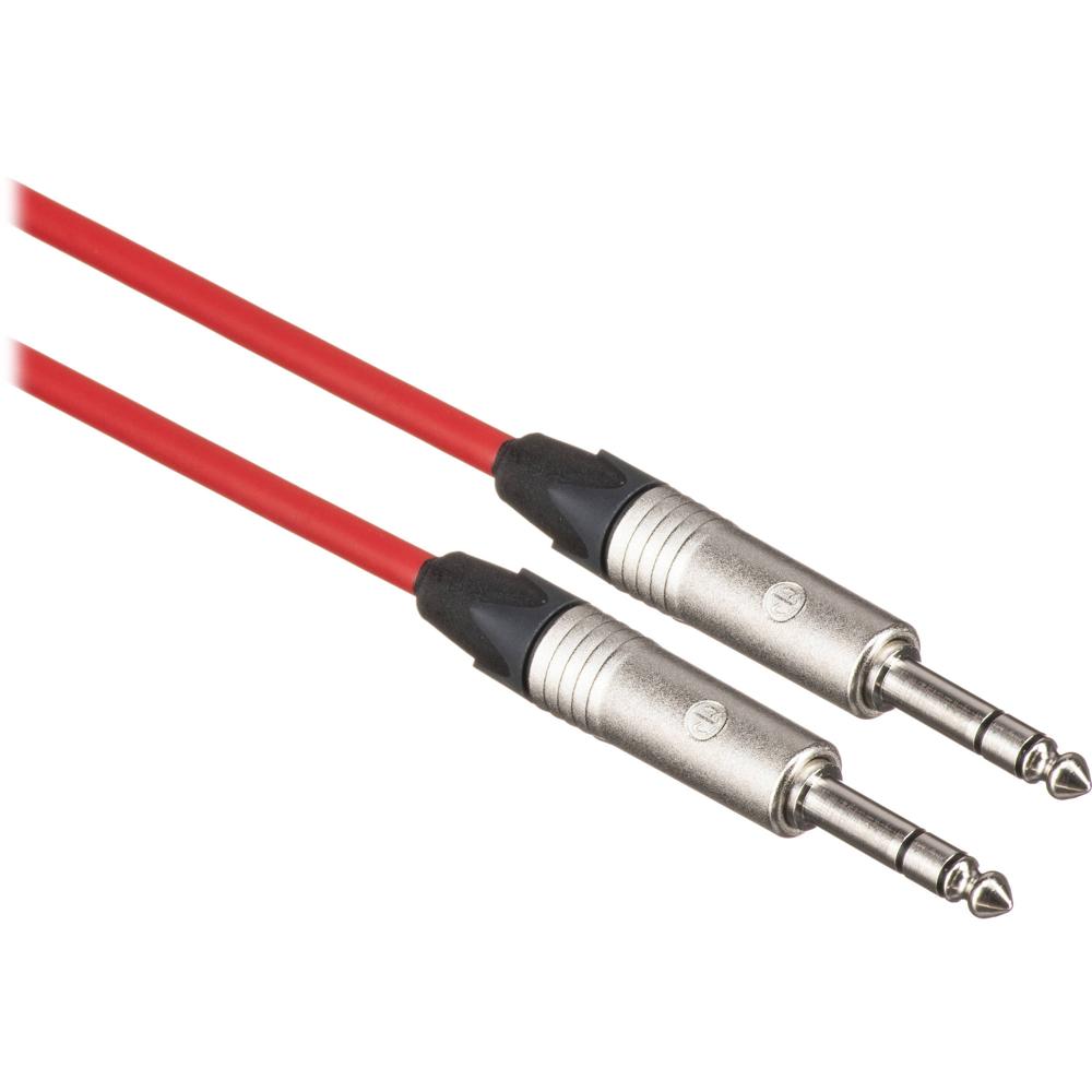 Cable Canare Star Quad 1/4"" TRS Macho a 1/4"" TRS Macho (Rojo, 25') - Reducción de Ruido, Cable Flexi