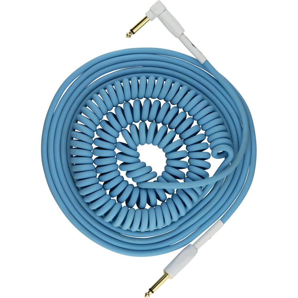 Cable de Instrumento Pig Hog Vintage Half-Coiled (30', Daphne Blue) - Diseño Semi-Enrollado, Conecto
