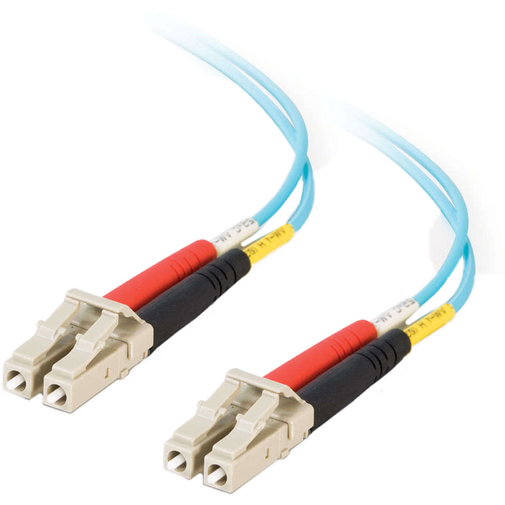 Cable de Fibra Óptica C2G LC a LC Macho Dúplex Multi-Modal OM3 (23', Aqua, Riser) - Conectores Macho