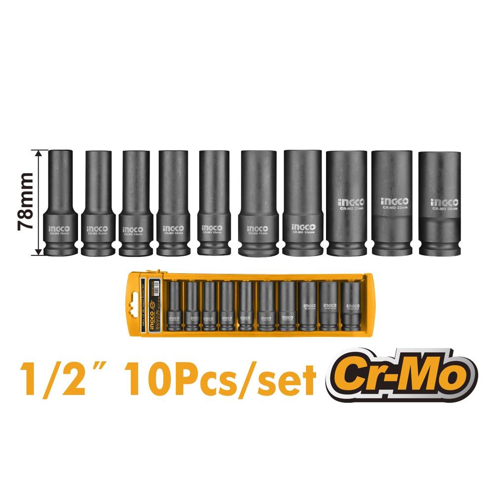 Juego de 10 Dados de Impacto 1/2"" Ingco HKISSD12102L
