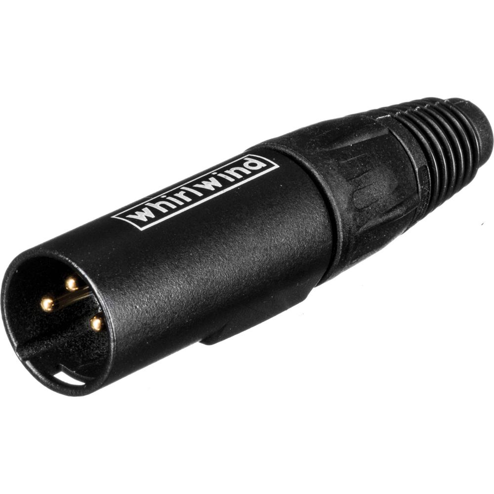 Conector XLR Macho Inline Whirlwind (Negro) - Contactos de Oro, Alivio de Tensión Negro, Área de Eti